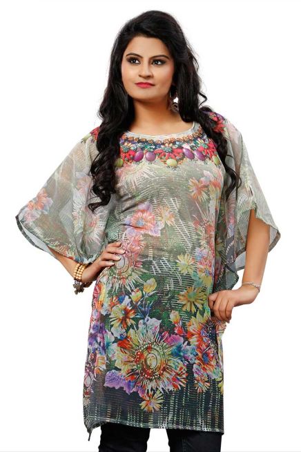 Regular Fit Multicolor Digital Printed Kurtis in Soft Georgette for Casual Outings Manufacturers  in Delhi