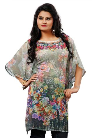 Regular Fit Multicolor Digital Printed Kurtis in Soft Georgette for Casual Outings Manufacturers, Suppliers, Exporters in Buraydah