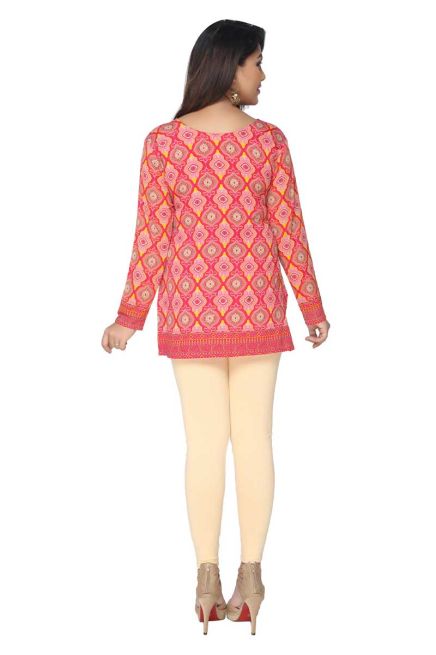 Regular Fit Peach Short Kurti with Full Sleeves in Soft American Crepe for Everyday Wear Manufacturers  in Delhi