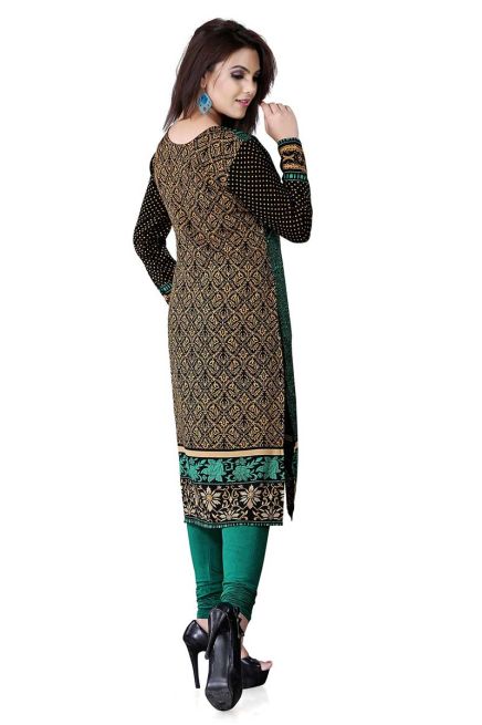 Regular Fit Sea Green and Black Printed Kurti for Effortless Style and Comfort Manufacturers  in Delhi