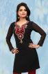 Regular Fit Solid Black Kurti with Chiffon Sleeves and Embroidery for Stylish Outings Manufacturers  in Delhi