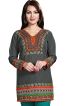 Relaxed Fit Dark Grey American Crepe Printed Short Tunic Kurti Perfect for Casual Outings Manufacturers  in Delhi