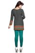 Relaxed Fit Dark Grey American Crepe Printed Short Tunic Kurti Perfect for Casual Outings Manufacturers  in Delhi