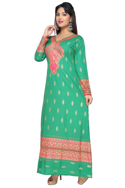 Sea Green Printed Long with Full Sleeves for Casual Wear and Relaxed Outings Manufacturers  in Delhi