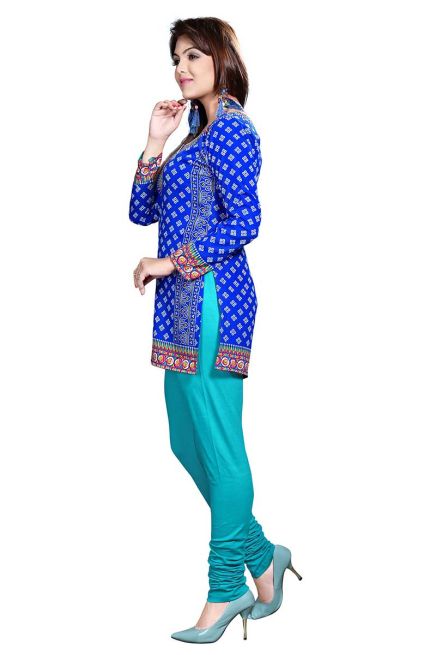 Solid Blue French Jacquard Full Sleeve Kurtis for Casual Wear and Semi Formal Occasions Manufacturers  in Delhi