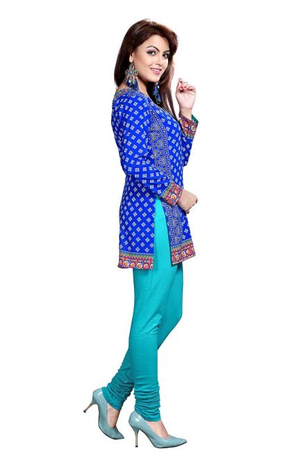 Solid Blue French Jacquard Full Sleeve Kurtis for Casual Wear and Semi Formal Occasions Manufacturers  in Delhi