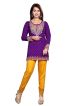 Solid Purple French Jacquard Bandhani Kurti with Elegant Neck Pattern for Festive Wear Manufacturers  in Delhi