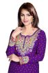 Solid Purple French Jacquard Bandhani Kurti with Elegant Neck Pattern for Festive Wear Manufacturers  in Delhi