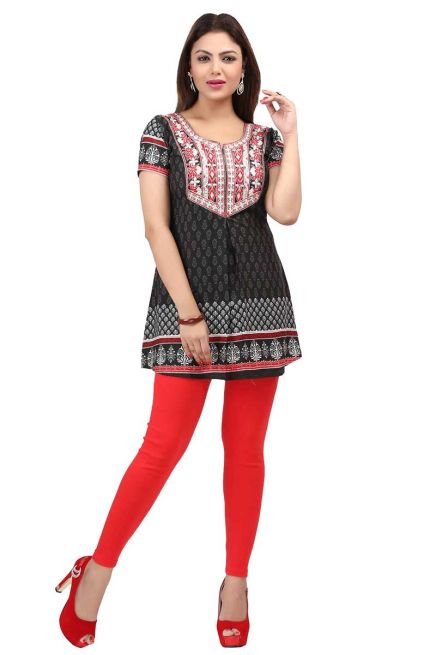 Stylish Black American Crepe Short Kurti with Half Sleeves for Casual Wear Manufacturers  in Delhi