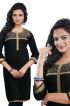 Stylish Black Embroidered Cotton Kurti with Half Sleeves for Casual and Office Wear Manufacturers  in Delhi