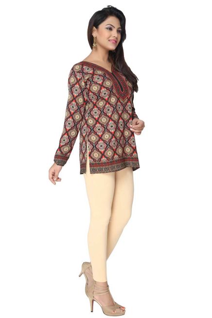 Stylish Brown American Crepe Short Kurti with Full Sleeves for Casual and Festive Wear Manufacturers  in Delhi