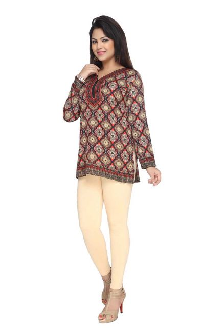 Stylish Brown American Crepe Short Kurti with Full Sleeves for Casual and Festive Wear Manufacturers  in Delhi