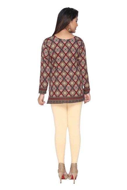 Stylish Brown American Crepe Short Kurti with Full Sleeves for Casual and Festive Wear Manufacturers  in Delhi