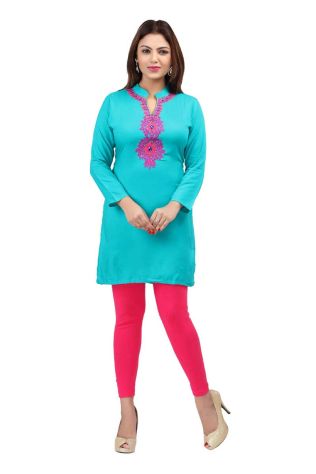 Stylish Coffee Plus Size Short Kurti in Rayon Featuring Lace Work Comfortable Fit for Casual Outings Sizes XL 3XL Manufacturers, Suppliers, Exporters in Gadchiroli