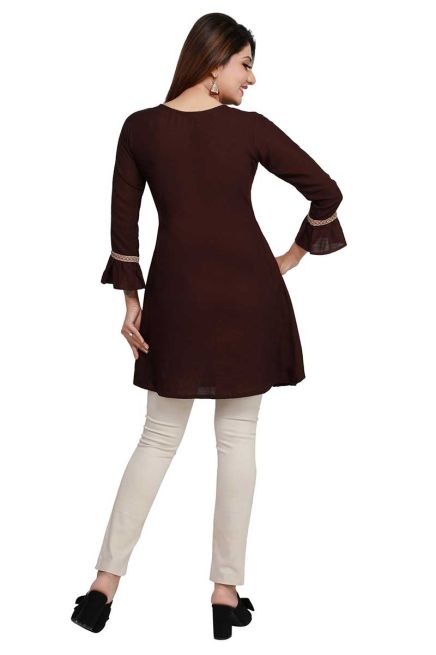 Stylish Coffee Short Kurti with Trendy Sleeves Regular Fit for Casual Outings Sizes S XL Manufacturers  in Delhi