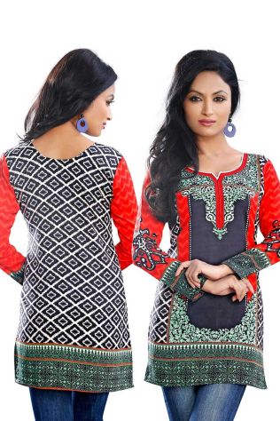 Stylish Crepe Printed Kurtis with Embroidery Details Available in Various Colors Manufacturers, Suppliers, Exporters in Theni