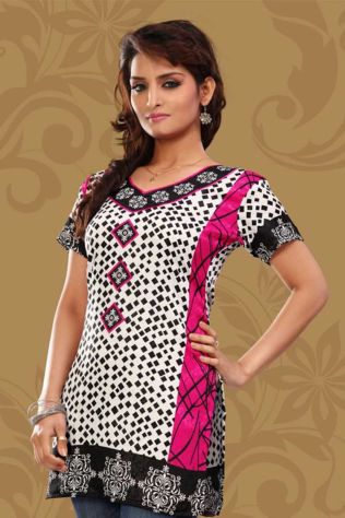 Stylish Multicolor French Jacquard Printed Kurti with Half Sleeves Full Sleeves for Casual Wear Manufacturers, Suppliers, Exporters in Jharkhand