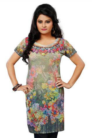 Stylish Multicolor Georgette Digital Printed Kurtis for Casual Wear and Festive Events Manufacturers, Suppliers, Exporters in Hungary