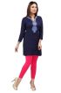 Stylish Navy Blue Embroidered Short Kurti Full Sleeves Comfortable Fit for Casual Wear Sizes S to XL Manufacturers  in Delhi