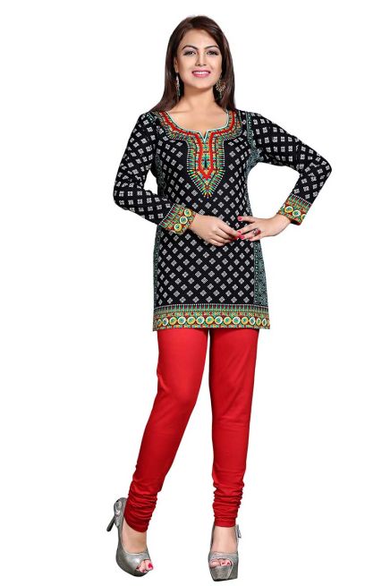 Stylish Solid Black Full Sleeve Kurtis in French Jacquard for Casual Gatherings Manufacturers  in Delhi