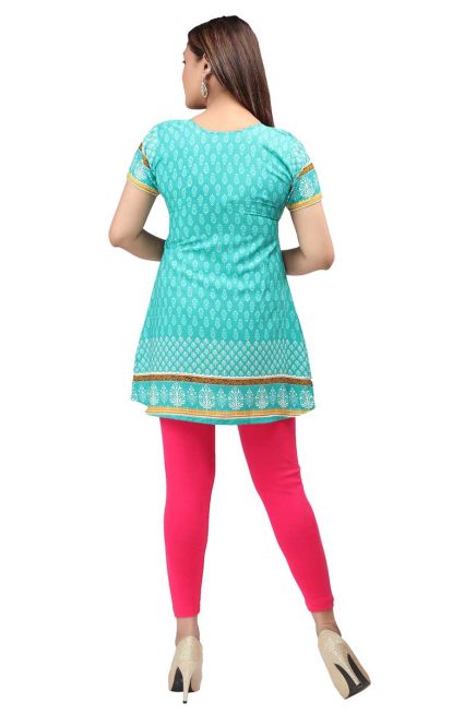 Stylish Turquoise Half Sleeve Short Kurti for Casual Outings and Daily Use Manufacturers  in Delhi