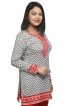 Stylish White and Grey Short Kurti with Orange Detailing Regular Fit Sizes S to XL Manufacturers  in Delhi