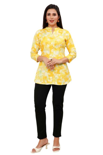 Stylish Yellow Color 3/4th Short Kurti for Women Perfect for Casual Wear   Manufacturers  in Delhi