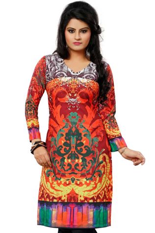 Trendy Beautiful Multicolor American Crepe Digital Print Kurti Available in Sizes XS to XXL Manufacturers, Suppliers, Exporters in Morbi