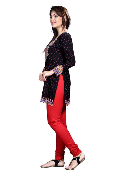 Trendy Solid Black Kurti with Elegant Neck Pattern in French Jacquard for Any Occasion Manufacturers  in Delhi