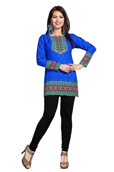 Trendy Solid Blue Short Kurti with Lightweight Design for Casual and Summer Fashion Manufacturers  in Delhi