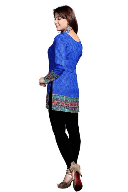 Trendy Solid Blue Short Kurti with Lightweight Design for Casual and Summer Fashion Manufacturers  in Delhi