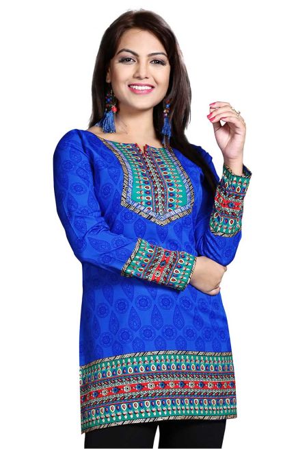 Trendy Solid Blue Short Kurti with Lightweight Design for Casual and Summer Fashion Manufacturers  in Delhi