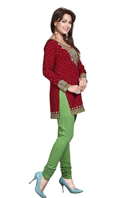 Trendy Solid Maroon Kurti with Textured Fabric and Elegant Neck for Any Occasion Manufacturers  in Delhi