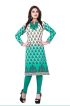 Trendy Turquoise and White American Crepe Kurti with Long Silhouette Manufacturers  in Delhi