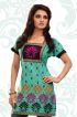 Trendy Turquoise Short Kurti Featuring Intricate Butta Prints and Square Neck Manufacturers  in Delhi