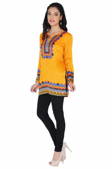 Trendy Yellow Full Sleeve Kurti with Designer Jacquard Fabric Sizes S to XL Manufacturers  in Delhi