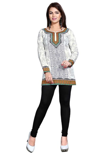 White French Jacquard Printed Short Kurti Regular Fit Sizes S to XL Manufacturers  in Delhi