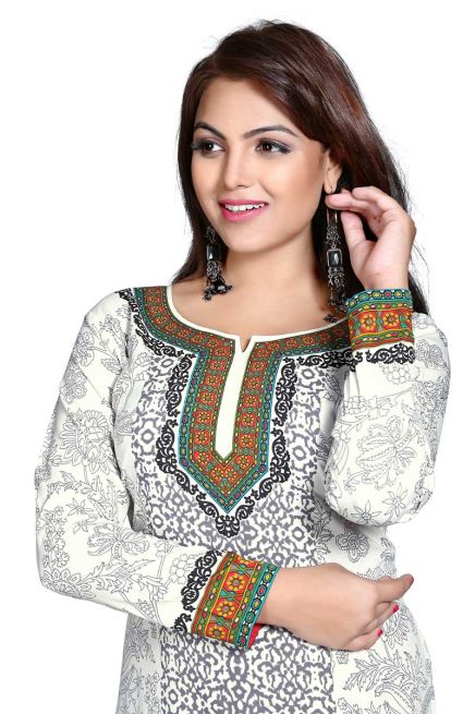 White French Jacquard Printed Short Kurti Regular Fit Sizes S to XL Manufacturers  in Delhi